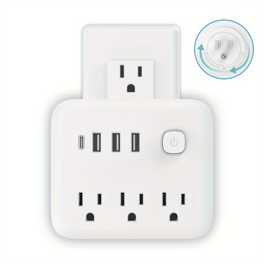 

Multi-plug Socket Distributor, Multi-plug Expansion Adapter With 3 Sockets, 4 Usb 1 Usb-c, Side Socket Wall Charger, Essential For Cruising, Travel, Office And Dormitory