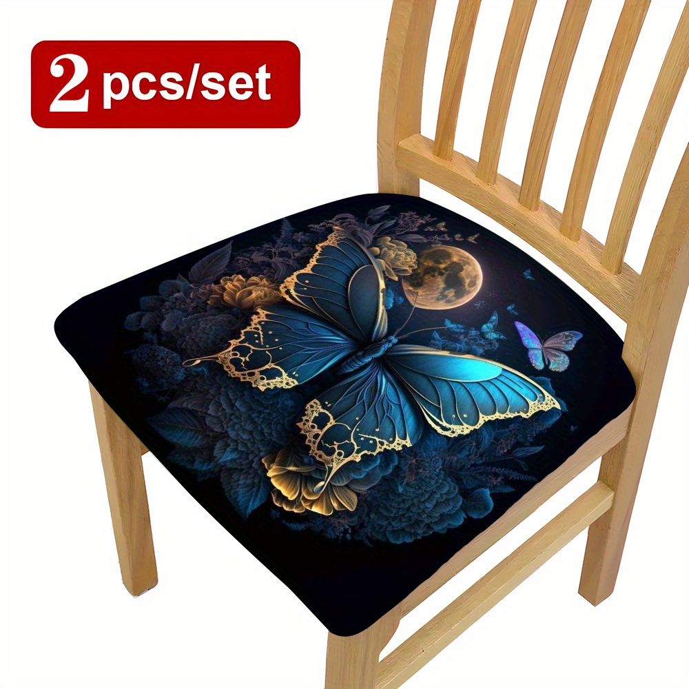 

2/4/6pcs Dining Chair Seat Cover With Print, Soft And Comfortable, Removable And Washable, Soft Cushion Chair Seat Cover, Dustproof And , Suitable For Dining Chairs, Office And Home Decoration