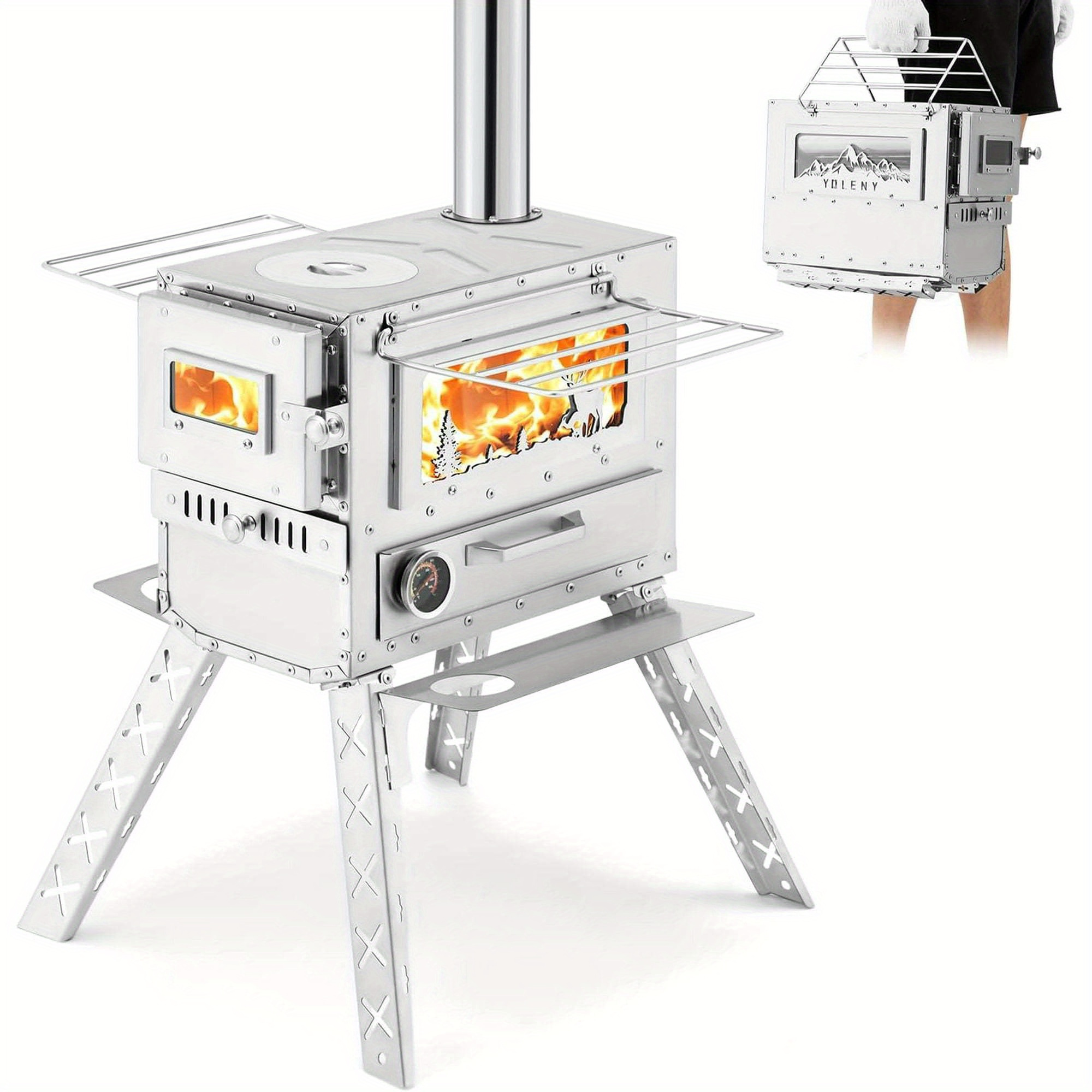 

Wood Burning Stove, Tent Stoves With Wood Oven, Camping Wood Stove For Outdoor Cookout, Hiking, Travel, Backpacking Trips