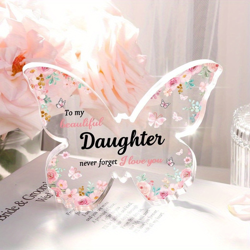Butterfly-Shaped Acrylic Keepsake Plaque Unique Daughter Birthday Gift from Mom and Dad