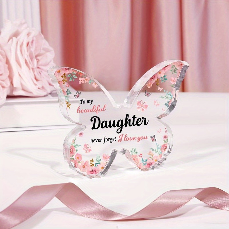 Butterfly-Shaped Acrylic Keepsake Plaque Unique Daughter Birthday Gift from Mom and Dad