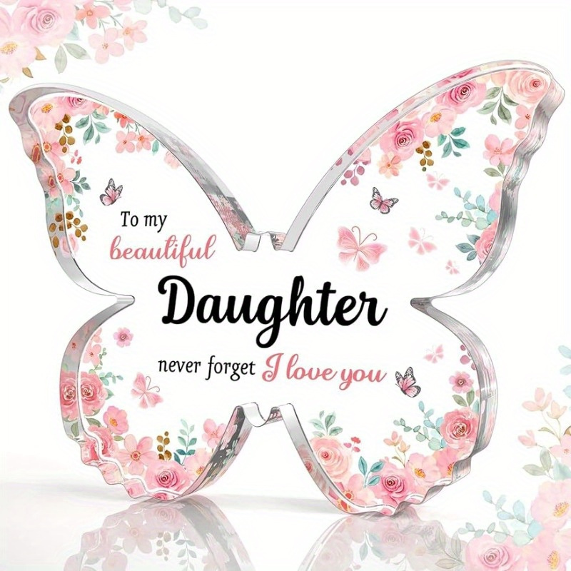 Butterfly-Shaped Acrylic Keepsake Plaque Unique Daughter Birthday Gift from Mom and Dad