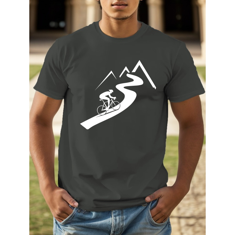 

Men's Bike Rider Graphic Print T-shirt, Short Sleeve Crew Neck Tee, Men's Clothing For Summer Outdoor