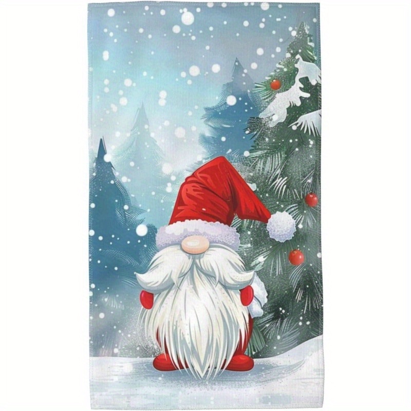 

Christmas Gnome Hand Towel - Super Soft Polyester Blend, Woven Pattern, Oblong Shape, Super Soft Feature, 240 Gsm - 18x26 Inches For Bathroom, Sports, Multipurpose Use