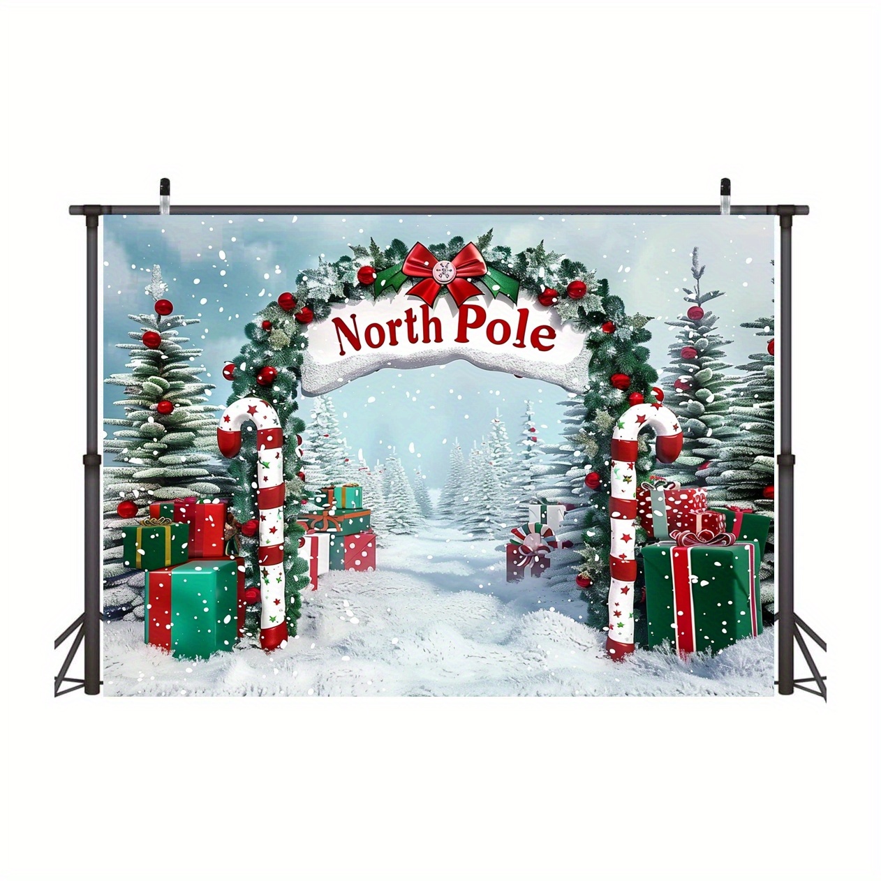Polar Train Christmas Photography Backdrop - 7x5ft Winter Holiday Photo Booth Background