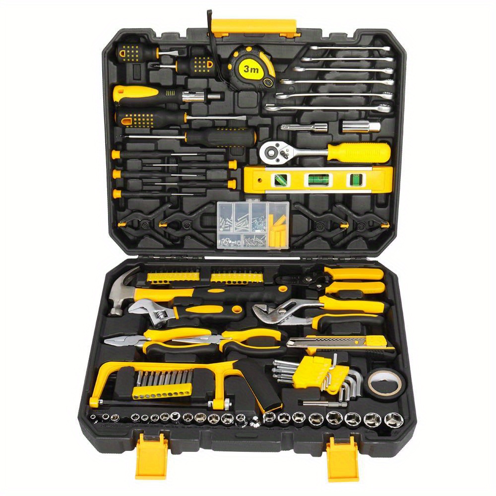 

Premium Steel Mechanics Tool Set - Durable Black Yellow Portable Kit For Home Garage Workshop