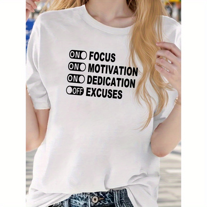 

Focus Motivation Dedication Excuses Ladies Size Front Shoulder Fit