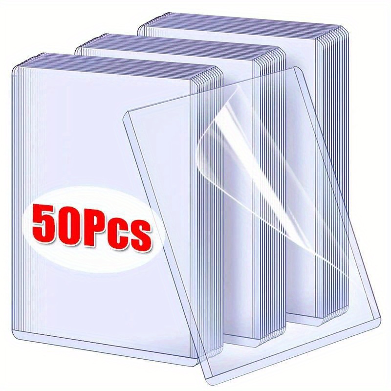 

50pcs Premium Transparent Kpop Card Sleeves With Protective Film - 35pt Pvc For Photos & Game Cards