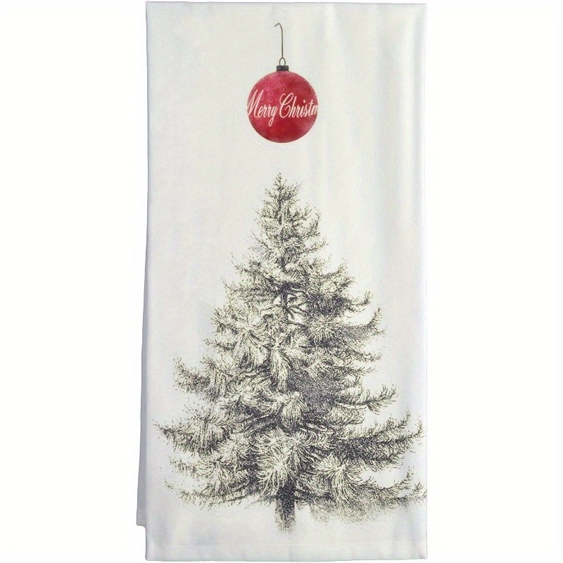 

1pc Christmas Tree Pattern Hand Towel, Soft Absorbent Fingertip Towel, Kitchen Dish Towel, Bathroom Supplies, Home Decor, Housewarming Gift