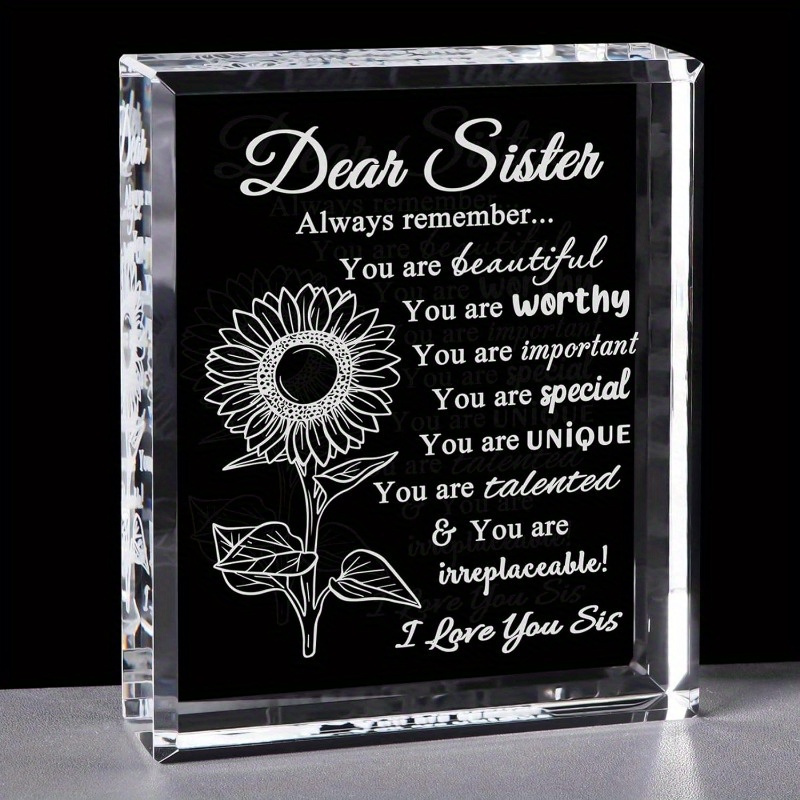 

Acrylic Keepsake Plaque Gift For Sister - Inspirational Engraved Sunflower Message - Birthday, Christmas, And - Acrylic () Appreciation Decor