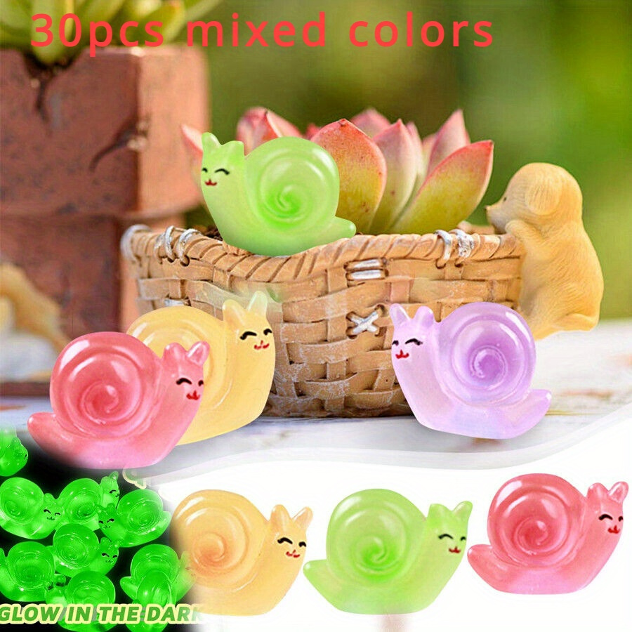 

30pcs Mixed Color Mini Resin Snail Statue, Luminous Micro Landscape Garden Flower Pot Decoration, Suitable For Indoor And Outdoor Garden Courtyard Lawn Porch Balcony Terrace Decoration