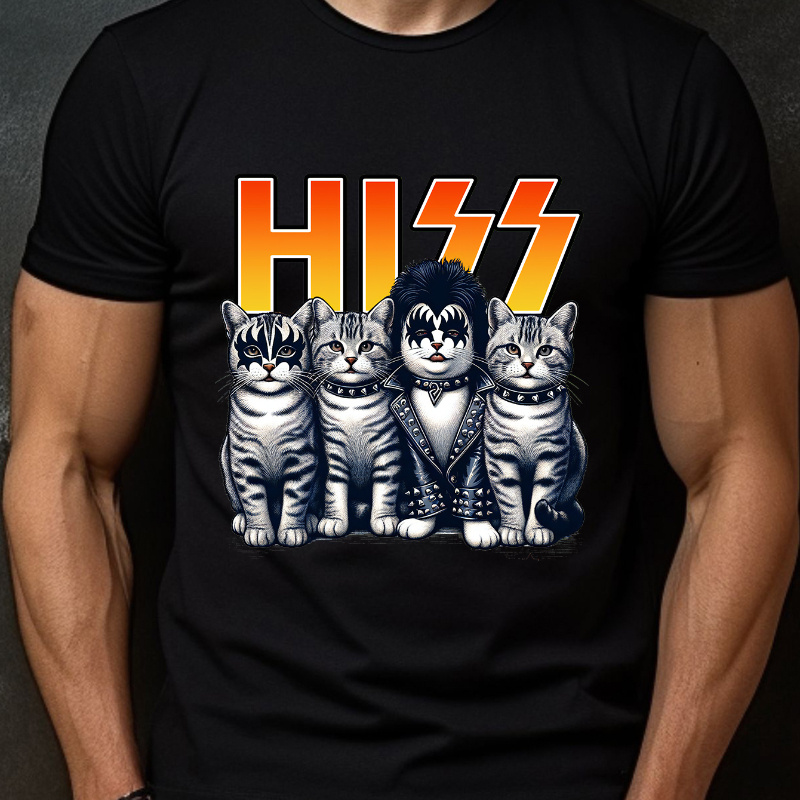 

Cotton Tee Shirt - Bold Graphic Design, Mens Short Sleeve, Ultra-comfortable, Summer & All Season, Funny Cat