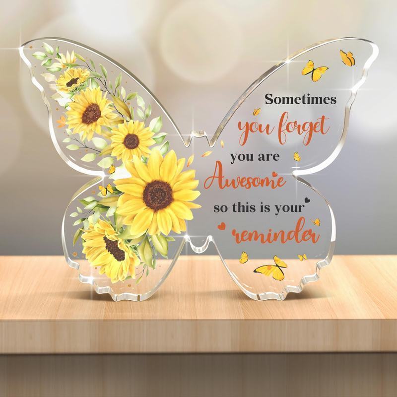 

Elegant -shaped Acrylic Plaque With Sunflower & Yellow - "you Are Awesome" Inspirational Message, Party Table Decor, Decorations