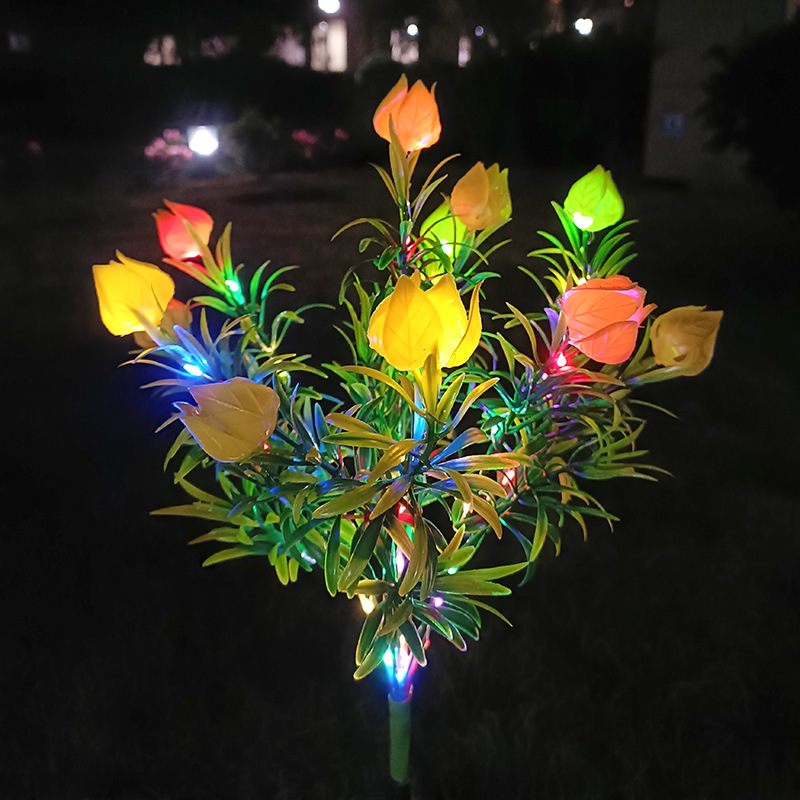 TEMU 1pc Solar Outdoor Lights, With 11 Simulation Flowers, Ip65, Decorations For Home, Home Decor, Gift