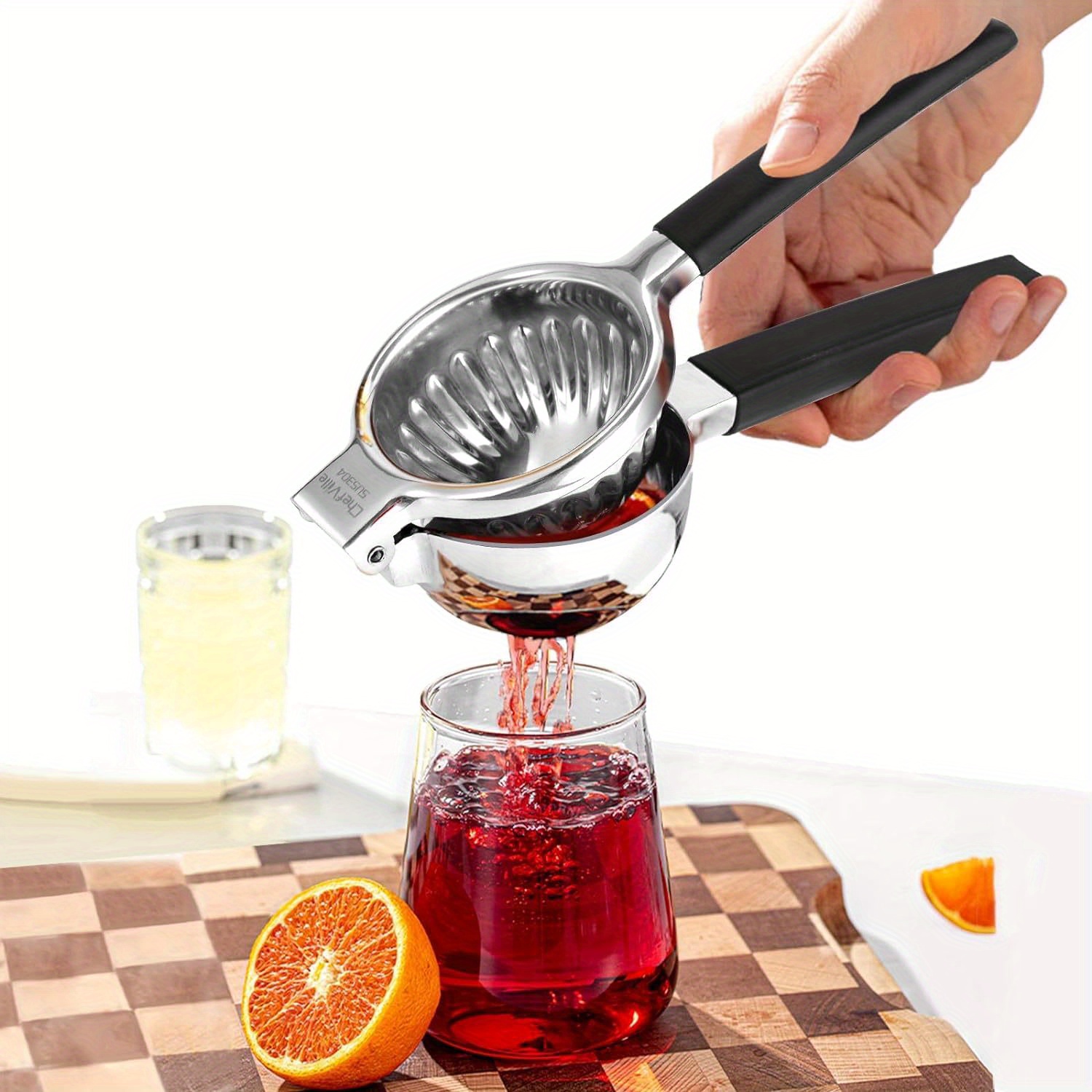 

Lemon Squeezer Stainless Steel With Non-slip Grip, Large Manual Juicer Citrus Press With Premium Quality Heavy Duty Solid Metal Squeezer Bowl For Lemon, Lime, Orange, And Citrus Fruit