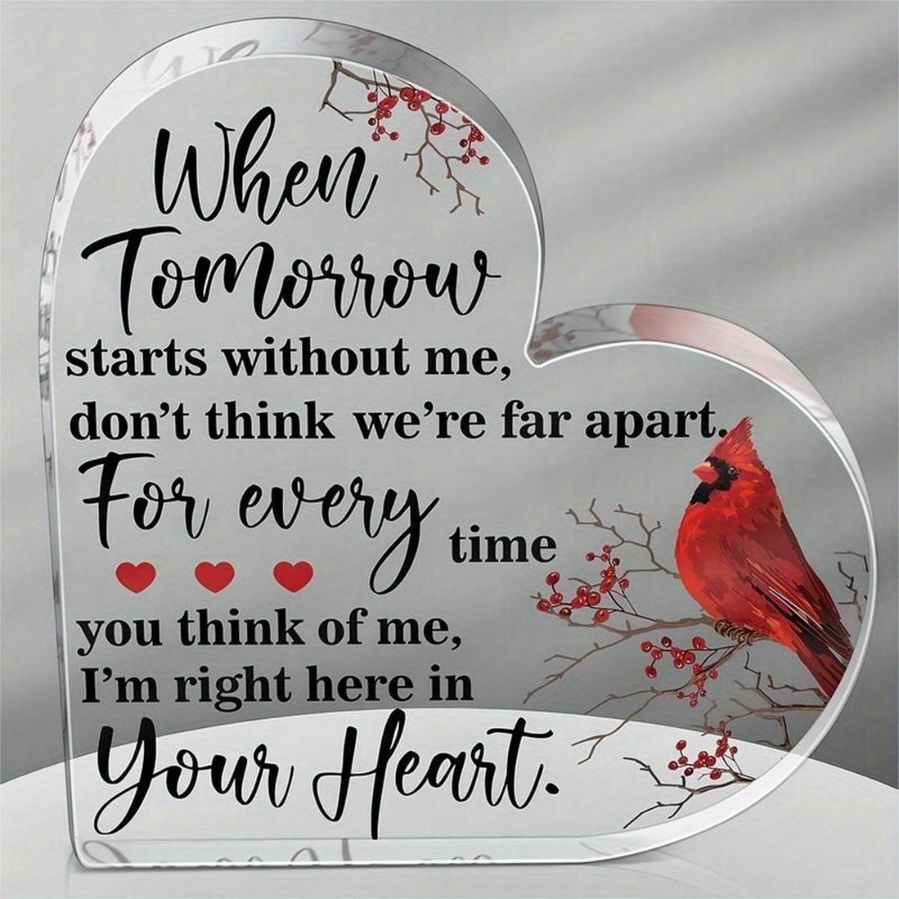 TEMU Room Decor Acrylic Heart Memorial Gift With Red Design - Sympathy Keepsake For Loss Of , Remembrance Table Centerpiece, Novelty Style Material