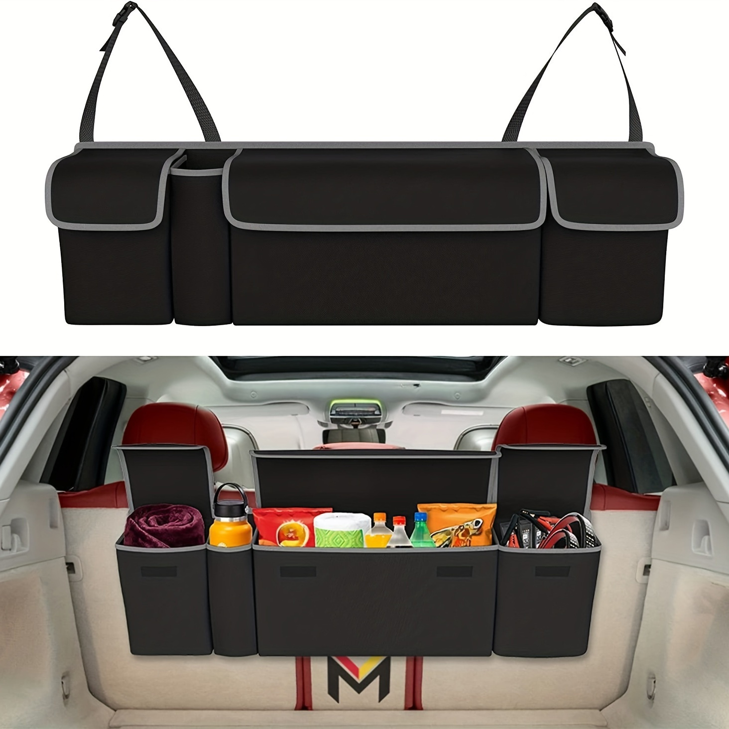 

1/2pcs All- Car Trunk Organizer - , Waterproof & Collapsible With 4 Pockets - Ideal For Suvs, Trucks, Mpvs - Backseat Or Trunk Storage Solution For Families