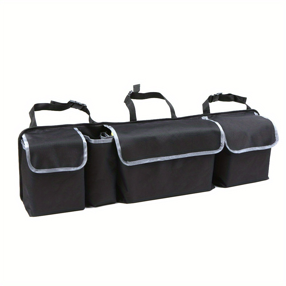 TEMU 1/2pcs All-purpose Car Trunk Organizer - Durable, Waterproof & Collapsible With 4 Pockets - Ideal For Suvs, Trucks, Mpvs - Backseat Or Trunk Storage Solution For Families