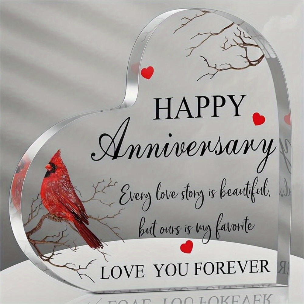 TEMU Happy Anniversary Gift For Women Anniversary Wedding Gifts Anniversary Acrylic Heart Valentines Day Gifts For Her Him Couple Wife Husband Girlfriend Boyfriend ( Style)