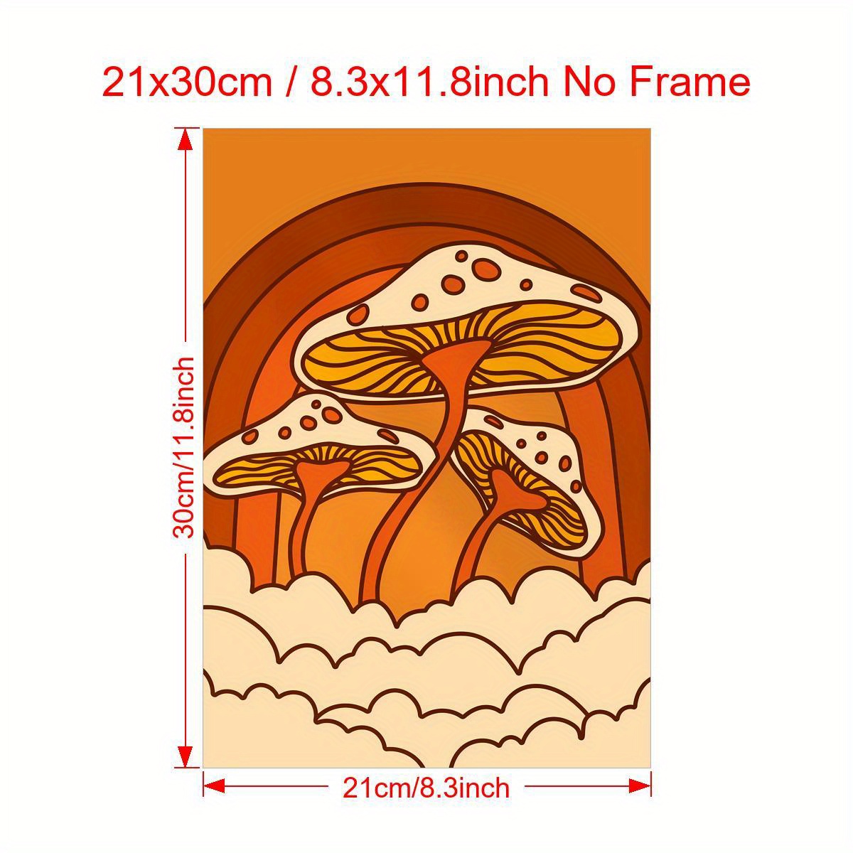 2d flat 70s mushroom cartoon canvas art print frameless art - Temu