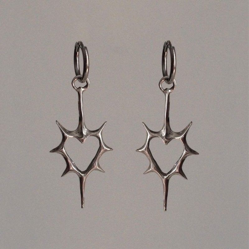 TEMU 1 Pair Gothic Hip-hop Punk Style Heart-shaped Drop Earrings, Alloy Hook Dangle Jewelry For Daily And Party , Earrings | Unique | Alloy Drop Earrings