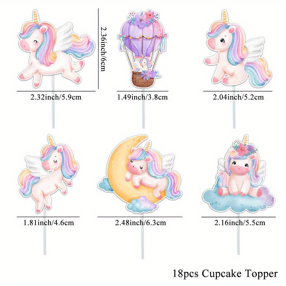 Image of 18pcs/set Cartoon Unicorn Cupcake Topper Multi Toppers For Unicorn Happy Birthday Decoration Diy Wedding Party Supplies