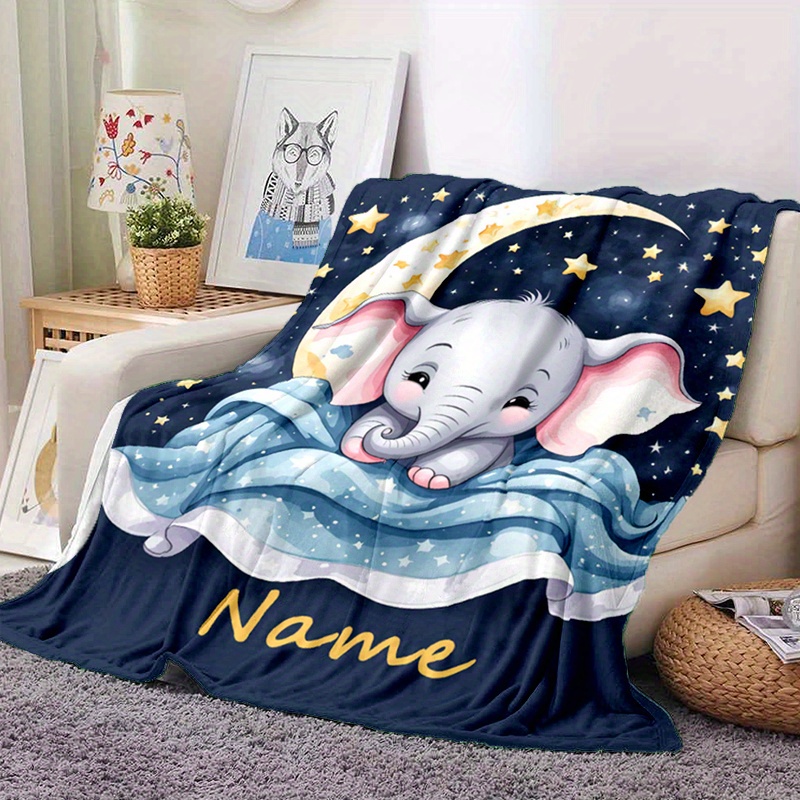 

Personalized Name Blanket With Animal Design - Soft, Lightweight Throw For Bedroom, Sofa & Outdoor Use - Ideal Birthday Gift, All-season Comfort, Polyester, Machine Washable