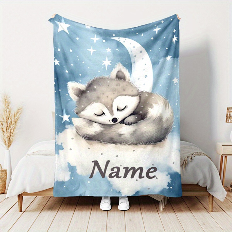 

Custom Name Animal Throw Blanket - Personalized Cozy Polyester Travel Blanket For All Seasons - Chunky Knit, Machine Washable - Ideal For Bedroom, Sofa, Outdoors - Unique Birthday Gift