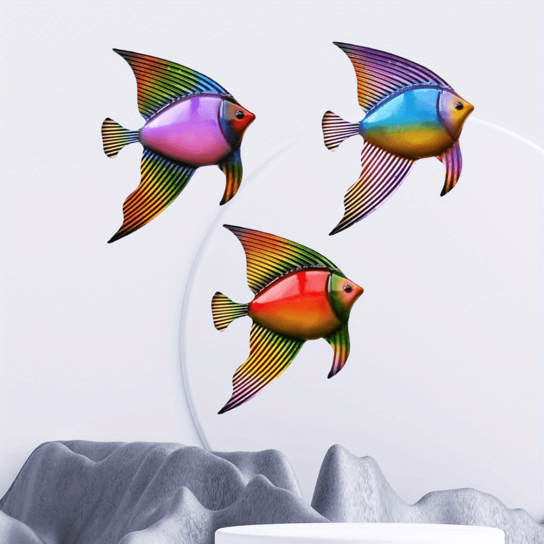 

3pcs Creative Iron Sea Fish Wall Hanging Stereoscopic Metal Fish Crafts Sea Creature Iron Wall Decoration Home Garden Decoration