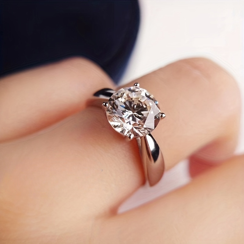 1ct/2ct/3ct/5ct S925 925 Silver Moissanite Adjustable Ring | Elegant Band, Suitable For Everyday Wear And As A Jewelry Gift For Birthdays, Thanksgiving, Easter, Christmas, New Year's, With Gift Box