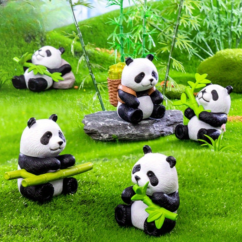 

8pcs/set Moss Micro Landscape Simulation Lifelike Panda Animal Doll Gardening Landscape Diy Decorative Accessories Desktop Ornaments