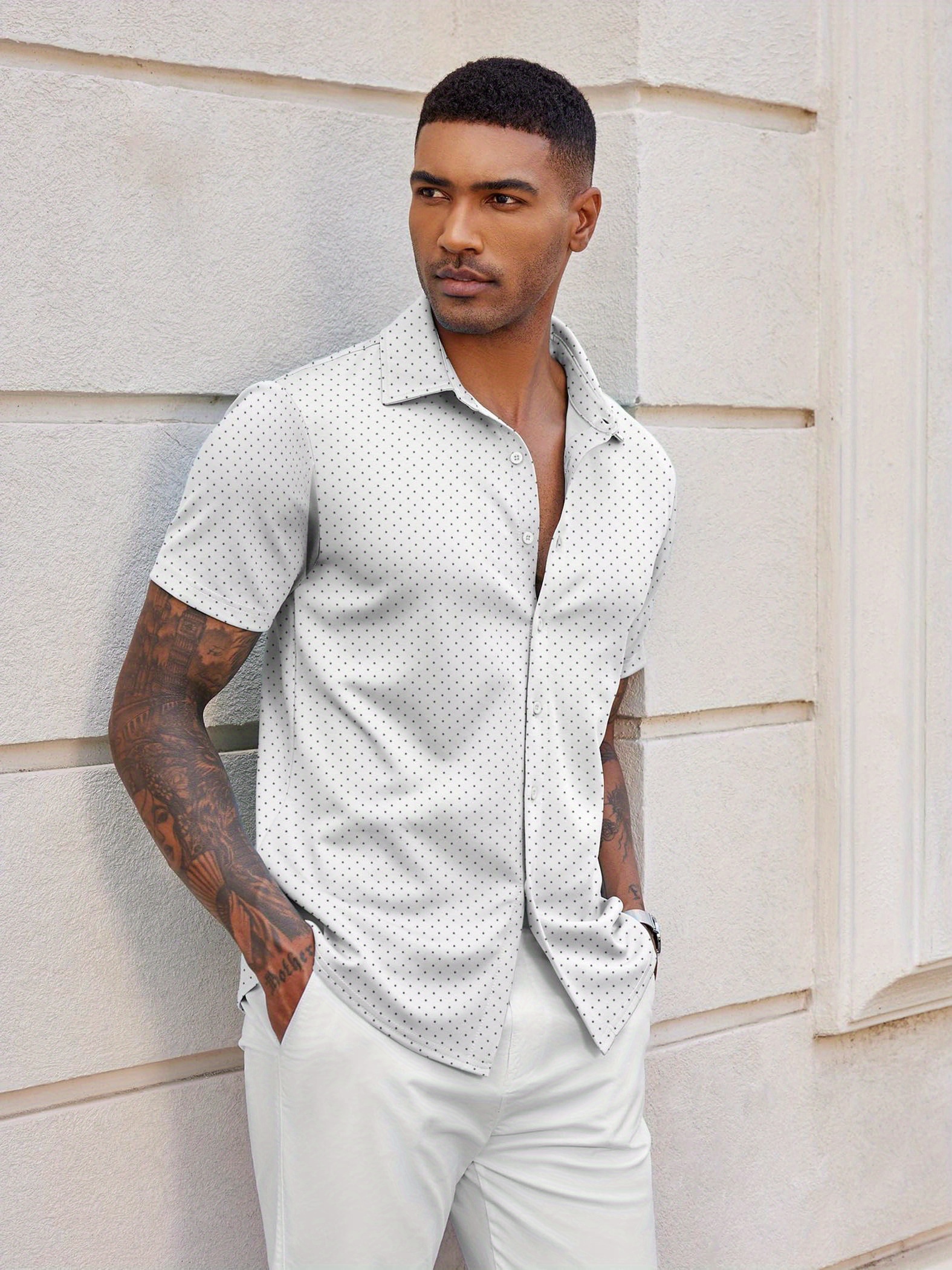 Mens Casual Dress Shirt Short Sleeve Wrinkle Free Dress - Temu