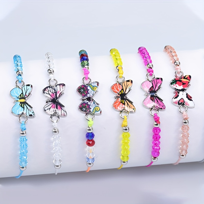 

12pcs Adjustable Friendship Jewelry Set - Colorful Butterfly Crystal Beaded Bracelets And Necklaces With Elegant Design - Perfect For Daily Wear, Gift-giving, And Party Accessories