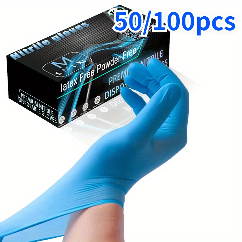 

50/100-piece Blue Disposable Nail Care Gloves For Manicure & Pedicure - Perfect For Home Cleaning, Pet Grooming & Beauty Tasks