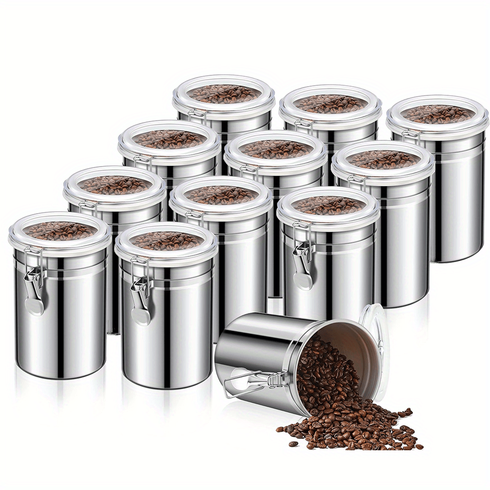 

12 Pcs Stainless Steel Canisters 62 Oz Stainless Steel Containers With Lids Food Storage Container With Airtight Clamp Lid Coffee Containers For Tea Sugar Kitchen Counters