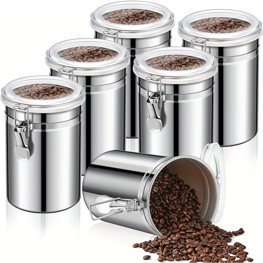 

6pcs, Stainless Steel Airtight Canisters With Lids, 62 Oz Food Storage Containers For Kitchen Countertops