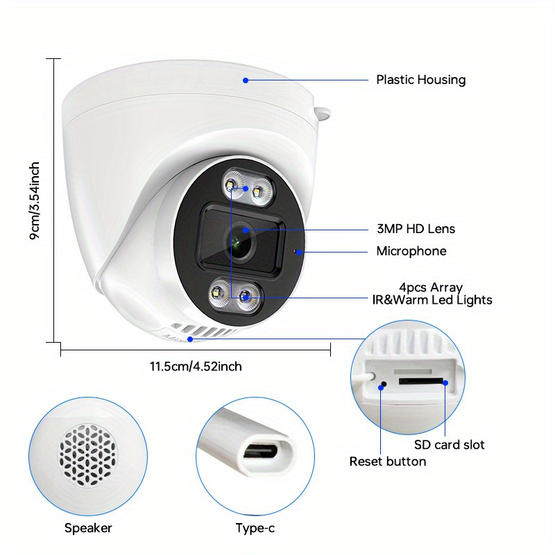 Smart 1440p HD WiFi Security Camera: Indoor, Night Vision, Motion Detection, App Control, Ceiling Mounting details 9