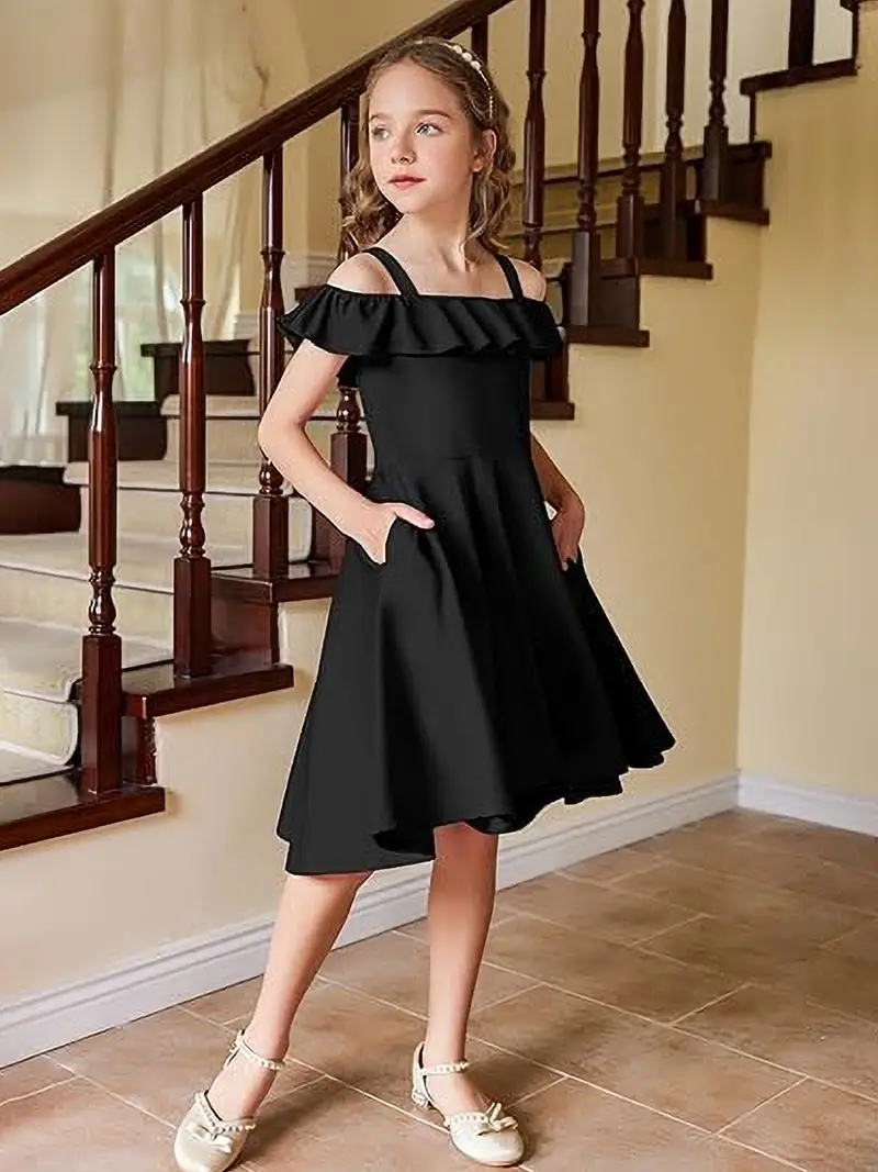 girls summer dress shoulder flutter sleeve midi swing - Temu girls summer dress shoulder flutter sleeve midi swing - Temu
