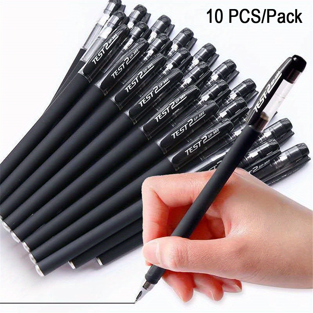 

10pcs 0.5mm Black Ballpoint Pens For School Students Or Office Use, Business Signature Pens, Office Students' Exam Water Pens, Ballpoint Pens