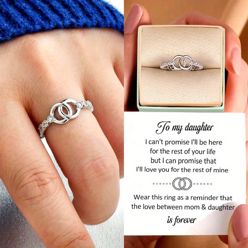 

Elegant And Fashionable Opening Ring For Daughter Valentine's Day Christmas Gift For Family, Friends And Companion Gift With Card Box