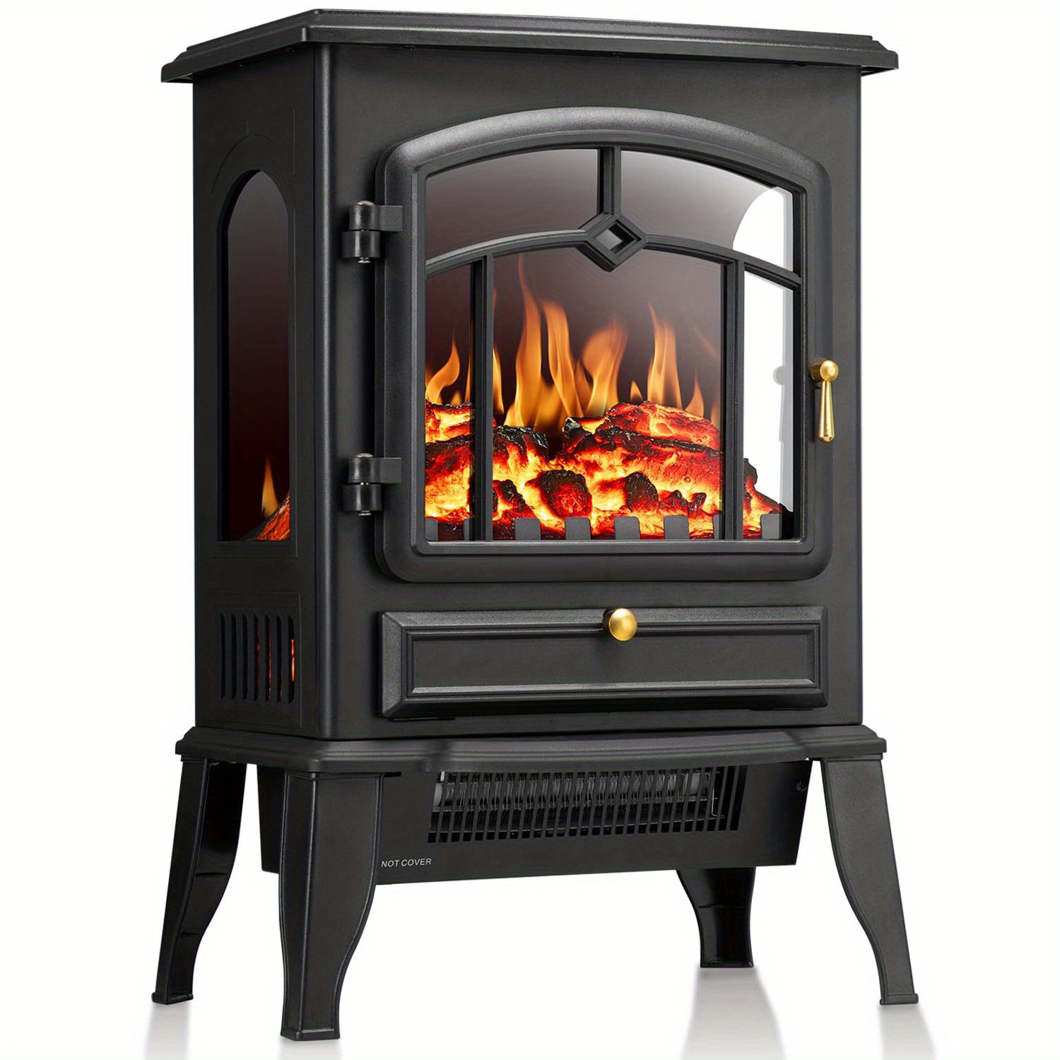 TEMU Electric Fireplace Stove Overheating-protection, Realistic Flame, 5100 Btu Output, Freestanding Electric Fireplace Heater For Indoor Use (15.35"