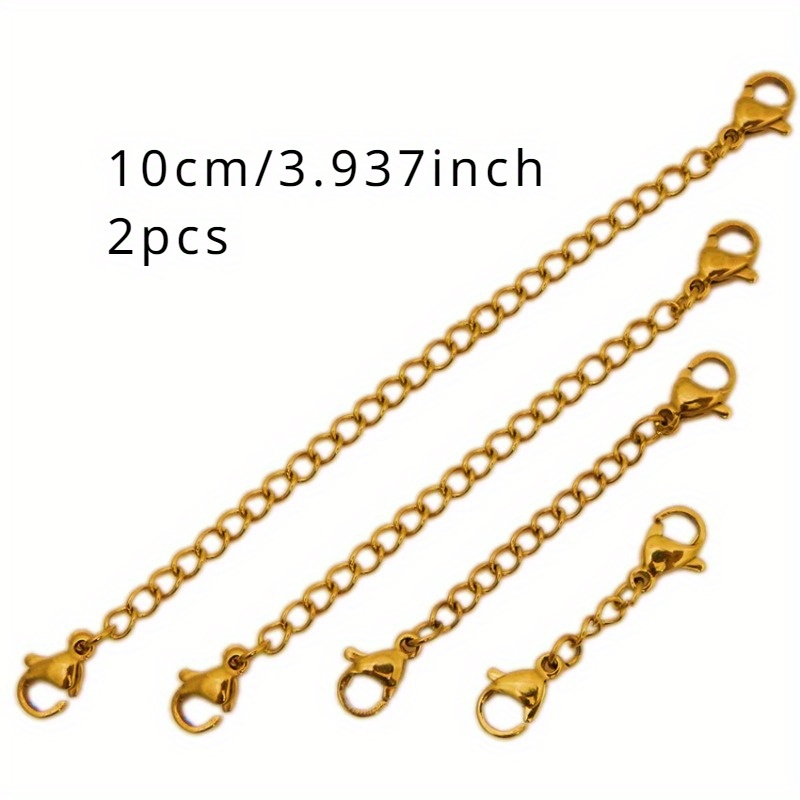 2pcs Stainless Steel Lobster Clasp Double-ended Chain Bracelet With Extended Link Handmade Diy Necklace And Jewelry Accessories For Clothing And Bags