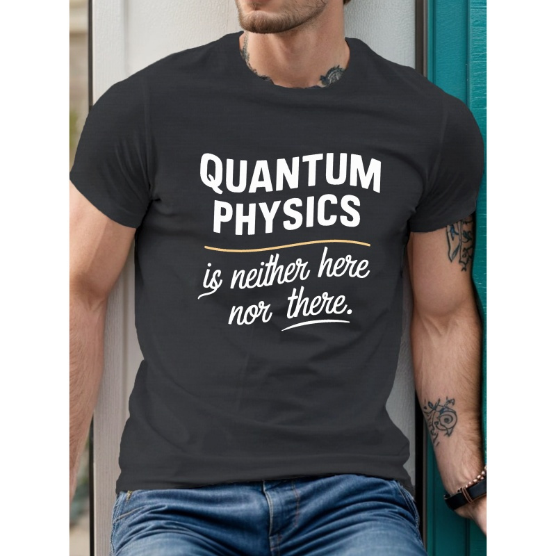 

Quantum Physics Print Tee Shirt, Tees For Men, Casual Short Sleeve T-shirt For Summer