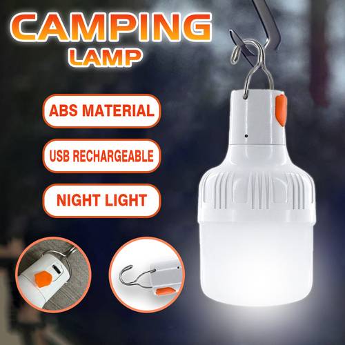 1pc rechargeable led outdoor chandelier portable night light abs material multifunctional indoor lamp for emergency hiking camping tent lighting