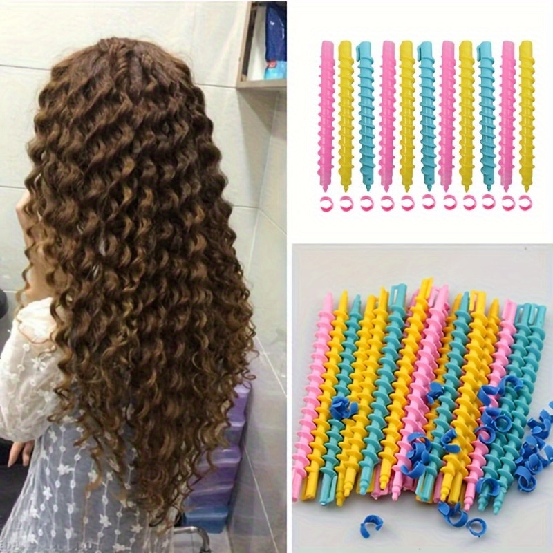 

22pcs Diy Spiral Hair Curler Set - Salon-quality, Plastic Perm Rods For Long- - Essential Kit