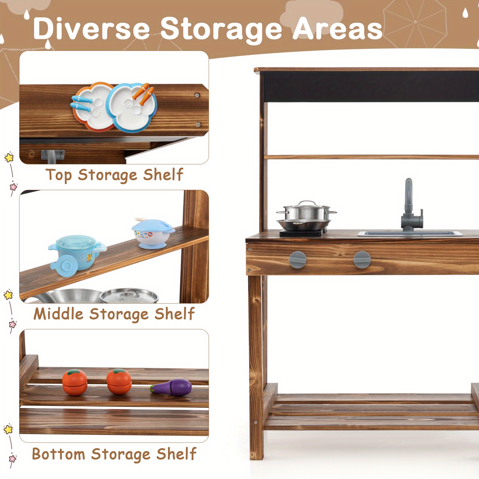 kids mud kitchen play kitchen blackboard stoves Temu