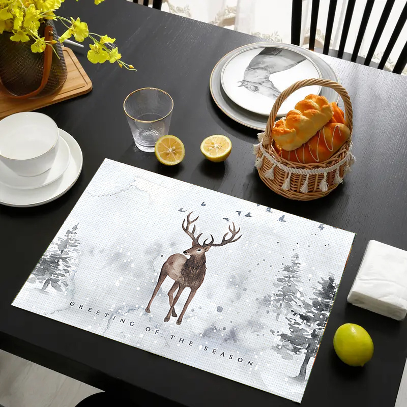 

2pcs /4pcs/ 6pcs Elk Christmas Table Runner Print - Table Runner Heat-resistant Dining - Your Kitchen Decoration, Best For Christmas