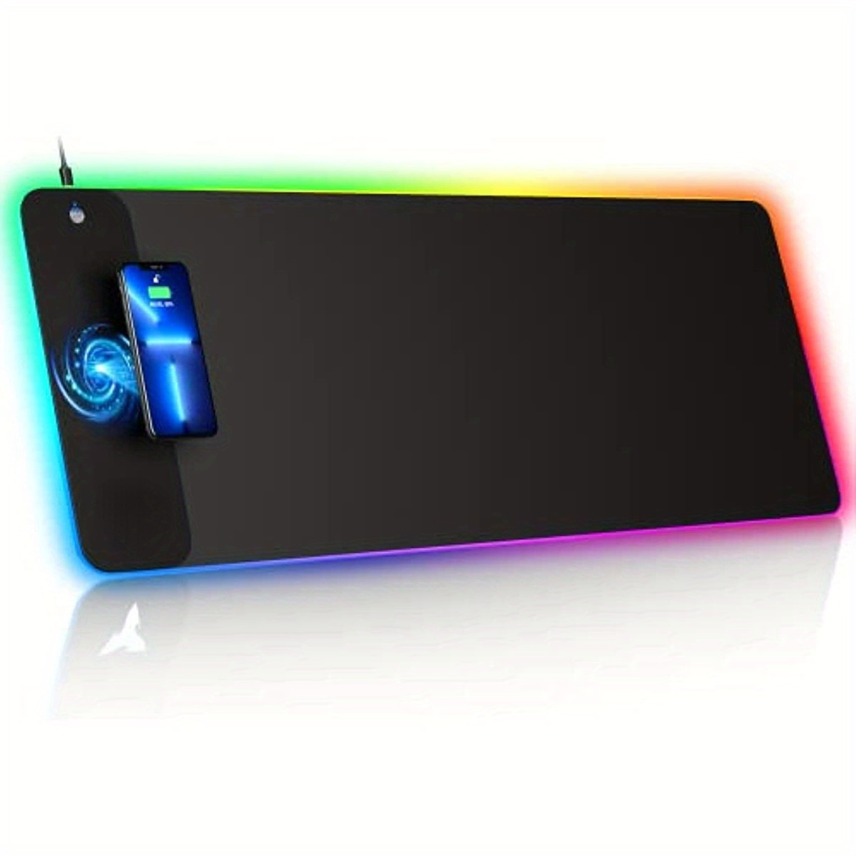 TEMU Rgb Gaming Mouse Pad 10w, Led Mouse Mat 800x300x4mm, 10 Light Extra Large Mousepad Non-slip Rubber Base Computer Keyboard Mat For Gaming, , Pc,