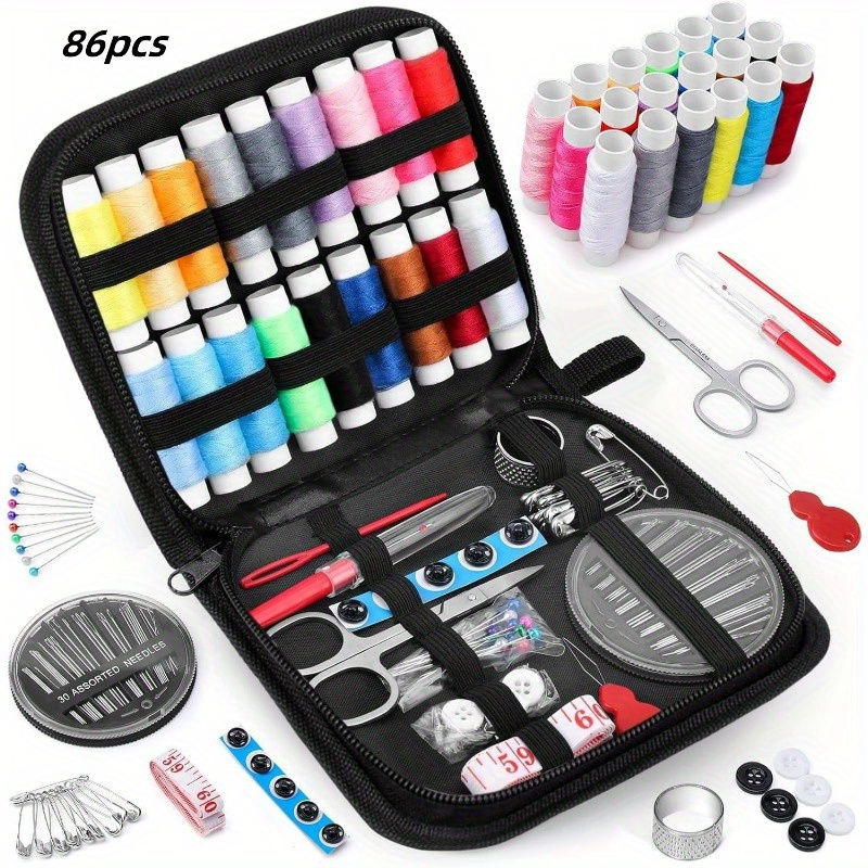 

Multi-function Portable Sewing Kit With Storage Bag - Black, Fabric Material, All-season - 86pcs/133pcs Crafting, Needlework, & Sewing Supplies Set - Ideal Gift For Mom