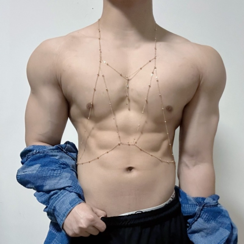 h6yu mens titanium steel body chain sexy geometric chest Temu